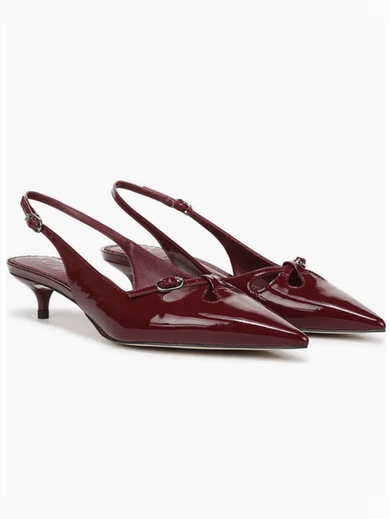Sam Edelman Shoes - Sam Edelman Burgundy Patent Slingback Kitten Heel Pointed Toe Heels